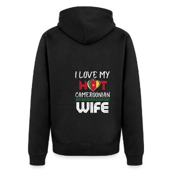 Funny I Love My Hot Cameroonian Wife Husband - Unisex Premium Organic Zip Hoodie - black - Back - Nico (187cm)
