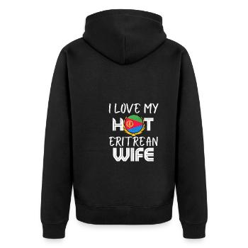 Funny I Love My Hot Eritrean Wife Husband - Unisex Premium Bio Zip Hoodie - Schwarz - Hinten - Nico (187cm)