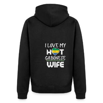 Funny I Love My Hot Gabonese Wife Husband - Unisex Premium Bio Zip Hoodie - Schwarz - Hinten - Nico (187cm)