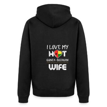 C’est drôle j’aime mon mari chaud de Guinée-Bisauan - Veste à capuche bio Premium Unisexe - noir - Dos - Nico (187cm)