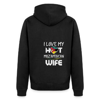 C’est drôle que j’aime mon mari mozambicain chaud - Veste à capuche bio Premium Unisexe - noir - Dos - Nico (187cm)