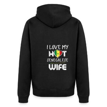 C’est drôle que j’aime mon mari sénégalais chaud - Veste à capuche bio Premium Unisexe - noir - Dos - Nico (187cm)
