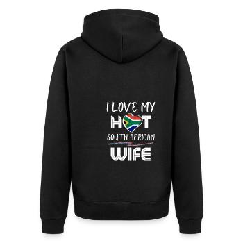 Funny I Love My Hot South African Wife Husband - Unisex Premium Bio Zip Hoodie - Schwarz - Hinten - Nico (187cm)