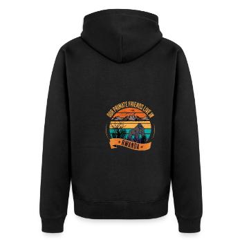 Rwanda Gorilla Our Primate Friends - Unisex Premium Bio Zip Hoodie - Schwarz - Hinten - Nico (187cm)