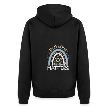 Dog Love Matters Pet Care Dog Walker Hundeliebe - Unisex Premium Bio Zip Hoodie - Schwarz - Hinten - Nico (187cm)