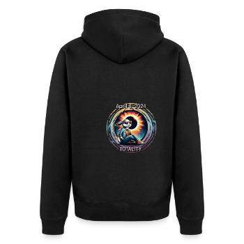Cool Rabbit Solar April 8, 2024 Eclipse Totality - Unisex Premium Bio Zip Hoodie - Schwarz - Hinten - Nico (187cm)