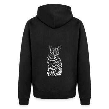 Cat ,Kitten white - Unisex Premium Organic Zip Hoodie - black - Back - Nico (187cm)