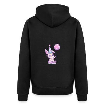 Hase Geburtstag Comic - Unisex Premium Bio Zip Hoodie - Schwarz - Hinten - Nico (187cm)