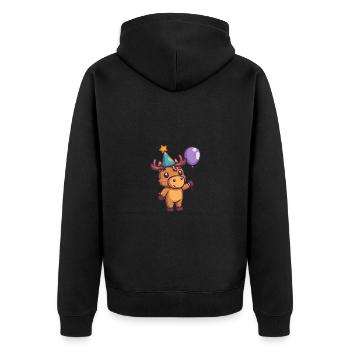 Elch Geburtstag Comic - Unisex Premium Bio Zip Hoodie - Schwarz - Hinten - Nico (187cm)