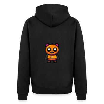 Panda Halloween Tier - Unisex Premium Bio Zip Hoodie - Schwarz - Hinten - Nico (187cm)