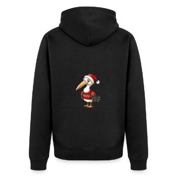 Bande dessinée de Noël d’oiseau pélican - Veste à capuche bio Premium Unisexe - noir - Dos - Nico (187cm)