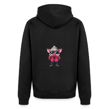 Hiver cochon - Veste à capuche bio Premium Unisexe - noir - Dos - Nico (187cm)