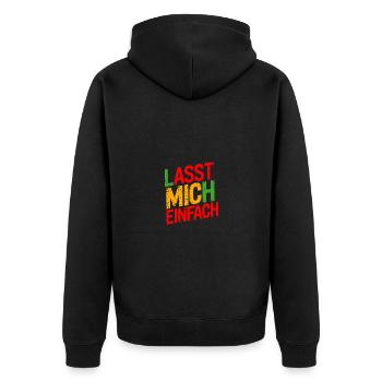 Lasst mir meine Ruhe - nicht stören - Unisex Premium Bio Zip Hoodie - Schwarz - Hinten - Nico (187cm)
