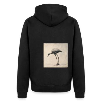 Fiktiver Vogel - Unisex Premium Bio Zip Hoodie - Schwarz - Hinten - Nico (187cm)