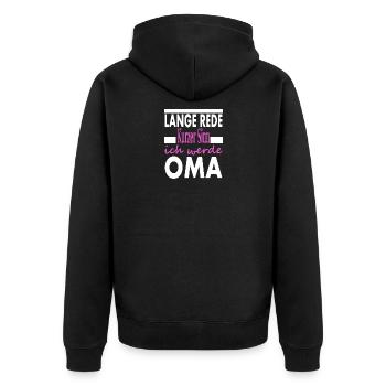 Ich werde Oma beste Oma Spruch coole Oma Geschenk - Unisex Premium Bio Zip Hoodie - Schwarz - Hinten - Nico (187cm)