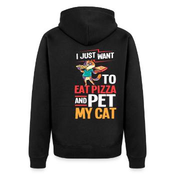 Pizza Katze Essen Pizzeria Italienisch Kätzchen - Unisex Premium Bio Zip Hoodie - Schwarz - Hinten - Nico (187cm)