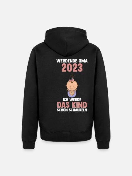 Großmutter 2023 Schwanger Werdende Oma - Unisex Premium Bio Zip Hoodie - Schwarz