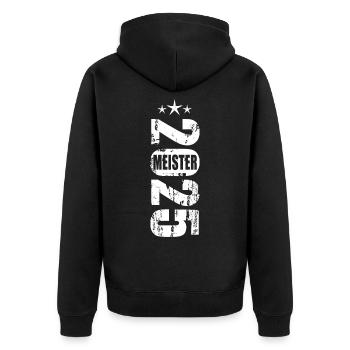 Meister 2025 Aufstiegstrikot Aufstieg 25 - Unisex Premium Bio Zip Hoodie - Schwarz - Hinten - Nico (187cm)