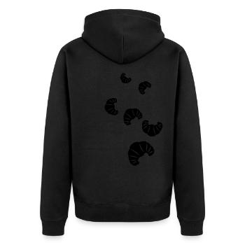 Croissant Symbol - Unisex Premium Bio Zip Hoodie - Schwarz - Hinten - Nico (187cm)