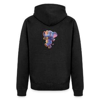 Neonfarben Elefanten-Tanzkind - Unisex Premium Bio Zip Hoodie - Schwarz - Hinten - Nico (187cm)