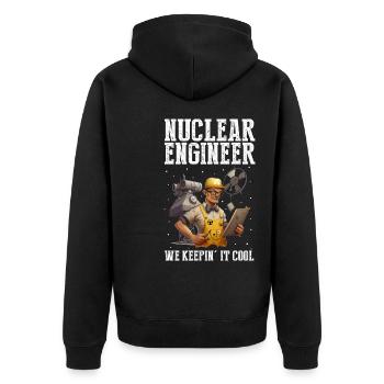 Nuklearingenieur für Kernkraftwerk und Kernenergie - Unisex Premium Bio Zip Hoodie - Schwarz - Hinten - Nico (187cm)