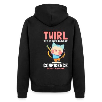 Professionelles Stabdänzerin für Majorette - Unisex Premium Bio Zip Hoodie - Schwarz - Hinten - Nico (187cm)