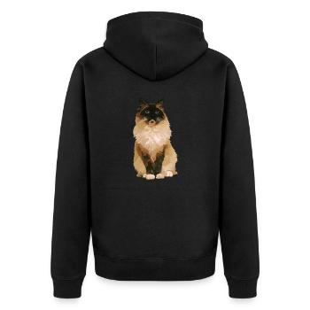 Ragdoll-Katze 1 - Unisex Premium Bio Zip Hoodie - Schwarz - Hinten - Nico (187cm)