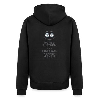 Kiffen gehen - Unisex Premium Bio Zip Hoodie - Schwarz - Hinten - Nico (187cm)