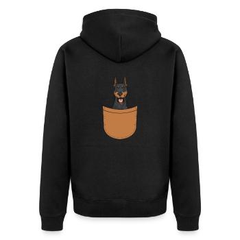Doberman Pinscher Dog Dobie - Unisex Premium Organic Zip Hoodie - black - Back - Nico (187cm)