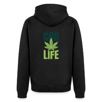 CBD LIFE - Unisex Premium Bio Zip Hoodie - Schwarz - Hinten - Nico (187cm)