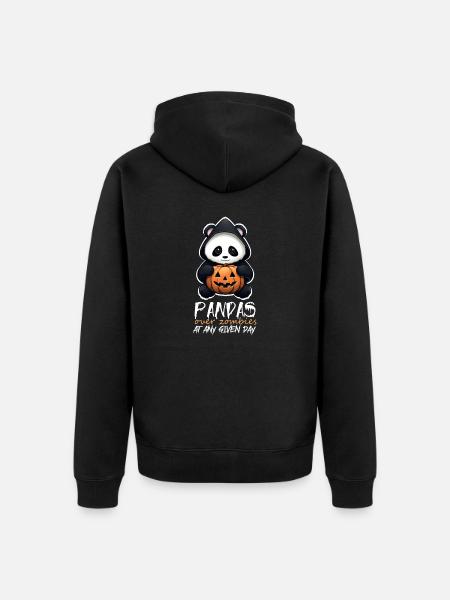 Amusing Halloween Sarcastic Panda Quote - Unisex Premium Organic Zip Hoodie - black