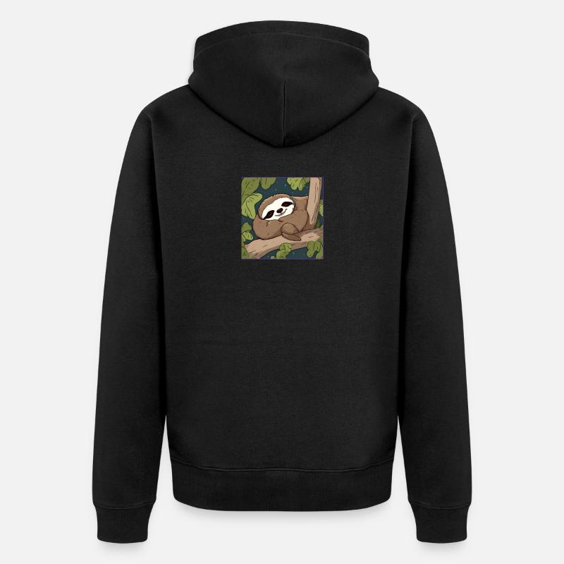 Cute sleeping sloth - Unisex Premium Bio Zip Hoodie - Schwarz