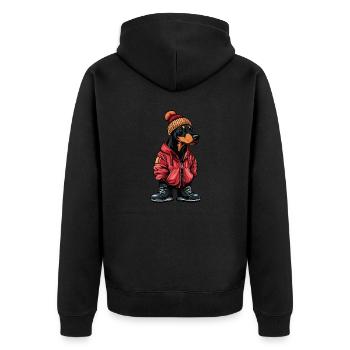 Doberman chien mode d’hiver - Veste à capuche bio Premium Unisexe - noir - Dos - Nico (187cm)