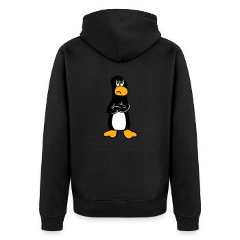 Pinguin Wütend beleidigt verschränkte Arme sauer - Unisex Premium Bio Zip Hoodie - Schwarz - Hinten - Nico (187cm)