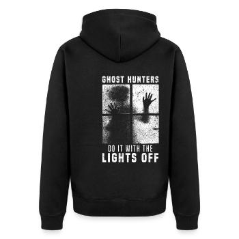 Ghost hunters | Paranormal Halloween Gift Ideas - Unisex Premium Organic Zip Hoodie - black - Back - Nico (187cm)