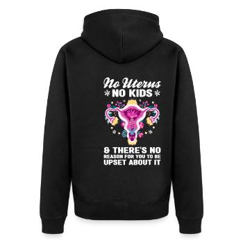 Hysterektomie | Gebärmutter Feministin Geschenke - Unisex Premium Bio Zip Hoodie - Schwarz - Hinten - Nico (187cm)