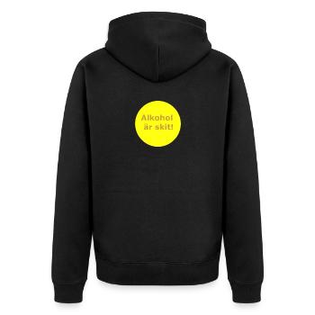 Alkohol ist Scheiße (Gelber Kreis) - Unisex Premium Bio Zip Hoodie - Schwarz - Hinten - Nico (187cm)