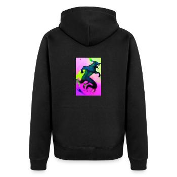 Werwolf | Wolf | Fabelwesen | Monster | Mystisch - Unisex Premium Bio Zip Hoodie - Schwarz - Hinten - Nico (187cm)