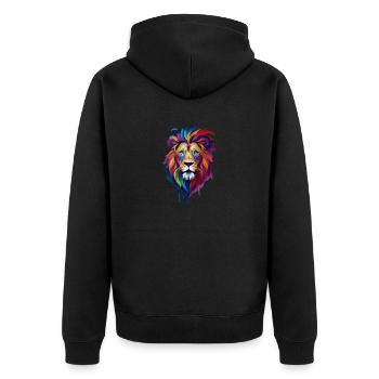 bunter Löwe - Unisex Premium Bio Zip Hoodie - Schwarz - Hinten - Nico (187cm)