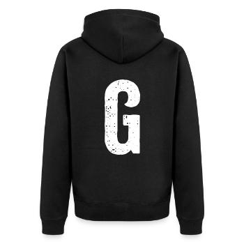 G Letter - Unisex Premium Organic Zip Hoodie - black - Back - Nico (187cm)