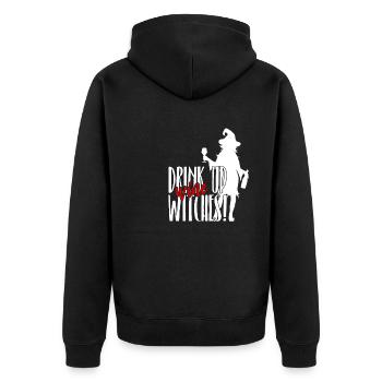 Drink up Wine Witches - Halloween - Unisex Premium Bio Zip Hoodie - Schwarz - Hinten - Nico (187cm)
