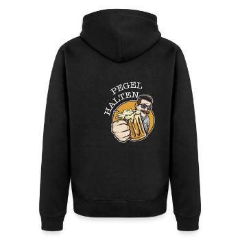 Pegel halten - Party Feiern Kneipe - Unisex Premium Bio Zip Hoodie - Schwarz - Hinten - Nico (187cm)