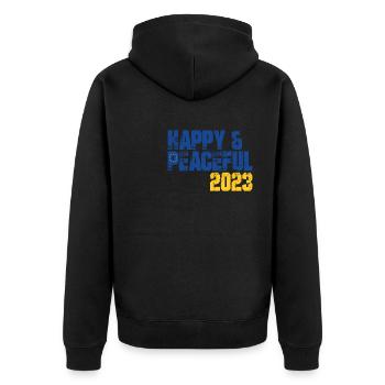 Freiheit Für Die ganze Menschheit - Unisex Premium Bio Zip Hoodie - Schwarz - Hinten - Nico (187cm)