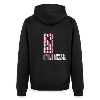 Freedom for All Humanity - Unisex Premium Organic Zip Hoodie - black - Back - Nico (187cm)