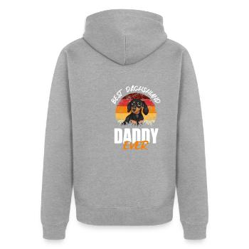 Bester Dackel-Daddy aller Zeiten - Unisex Premium Bio Zip Hoodie - Grau meliert - Hinten - Nico (187cm)