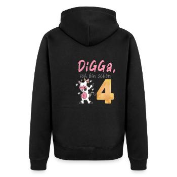 DIGGA, I'm already 4 - Unisex Premium Organic Zip Hoodie - black - Back - Nico (187cm)