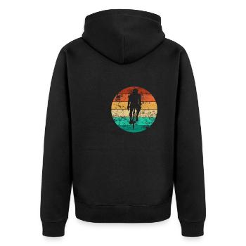 Retro Bike Funny Cyclist - Unisex Premium Organic Zip Hoodie - black - Back - Nico (187cm)