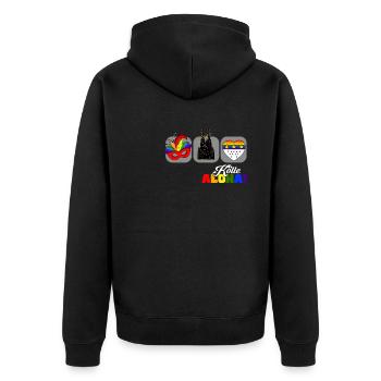 Jede Jeck es anders! Ich auch. LGBTQ Karneval Köln - Unisex Premium Bio Zip Hoodie - Schwarz - Hinten - Nico (187cm)