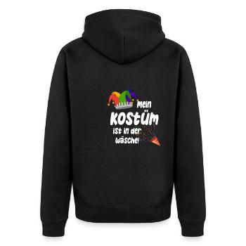 Mein Kostüm ist in der Wäsche - Unisex Premium Bio Zip Hoodie - Schwarz - Hinten - Nico (187cm)