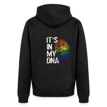L’amour LGBTQ dans mon ADN - Veste à capuche bio Premium Unisexe - noir - Dos - Nico (187cm)
